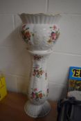 A modern MaryLeigh Pottery jardinere and pedestal in floral design approx 60cm high.