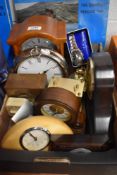 A nice lot of clocks including mantel and carriage. Also included is a Pod gents watch.