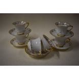 Six Paragon Art Deco 'Stylefine' design tea cups and saucers pattern no. 695475.