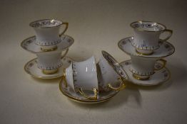 Six Paragon Art Deco 'Stylefine' design tea cups and saucers pattern no. 695475.
