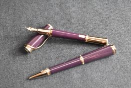 A Montblanc Princesse Grace de Monaco cartridge converter fountain pen and ballpoint pen set. In