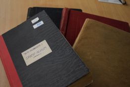 VINTAGE WORLD STAMP COLLECTION, QVIC-GV IN FOUR VOLUMES - M & U. Three old ledger books and
