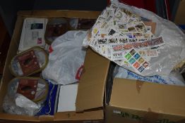 TWO LARGE BOXES WITH SUBSTANTIAL ON/OFF PAPER WORLD STAMP COLLECTIONS 2 large boxes with mix of