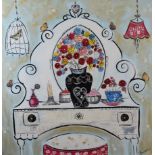 Claire Barone, (contemporary), a mixed media painting, French Dressing Table, signed, with