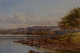 Ebenezer Alfred Warmington (British 1830-1903) watercolours, Wray Castle Windermere from Brackley