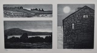 After Elizabeth Morris (contemporary) a limited edition triptych etching, entitled 'Island Outlines'