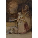 Joseph Nash, (19th century), attributed to, a watercolour, The Lady and her Maid, 23 x 16cm, mounted