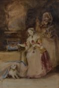 Joseph Nash, (19th century), attributed to, a watercolour, The Lady and her Maid, 23 x 16cm, mounted