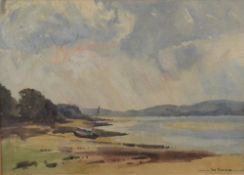 William Dodd (British 1908-1981) watercolour, Arnside coastal scene, signed lower right, within a