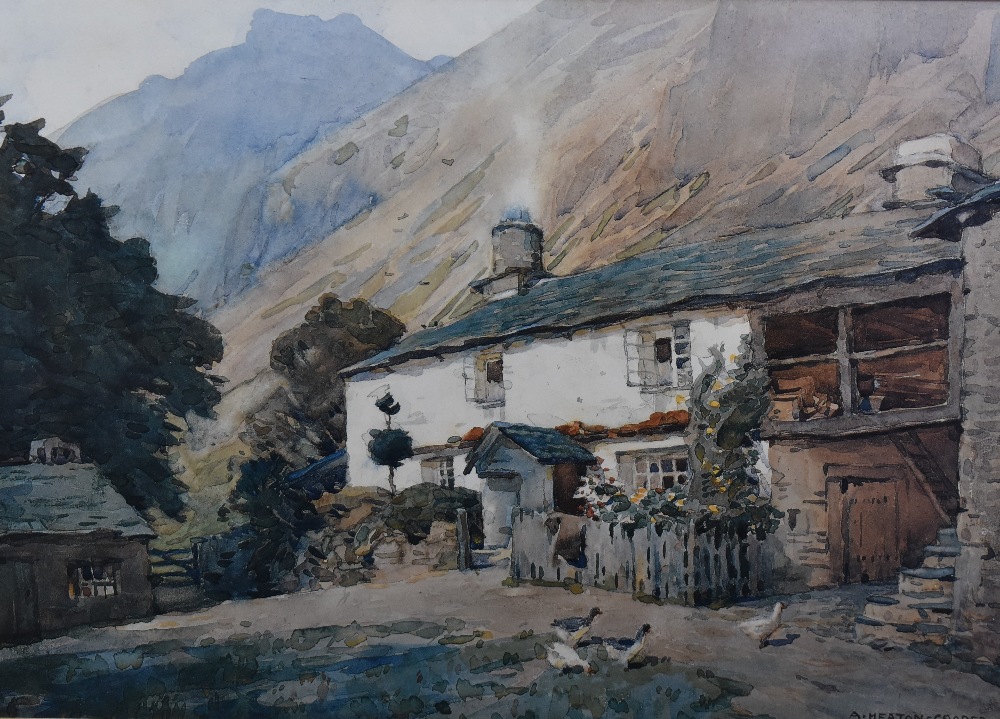 After Alfred Heaton Cooper (British 1863-1929) coloured print, The Bield at Langdale, mounted ,