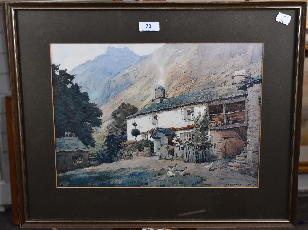 After Alfred Heaton Cooper (British 1863-1929) coloured print, The Bield at Langdale, mounted , - Image 2 of 3