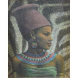 Vladimir Grigoryevich Tretchikoff (Russian 1913-2006) colour print, Zulu maiden, within an angled