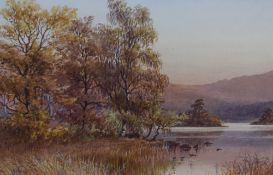 Ebenezer Alfred Warmington (British 1830-1903) watercolours, Corner of Rydal Water, Autumn