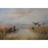 L Emery, (20th century), a watercolour, ducks shooting, indistinctly signed and dated (19)12, 39 x