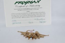 A cast bronze frog study, Tim Cotterhill ' Frogman' with cert, Ltd no 99/100.