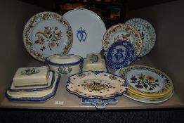 A selection of continental ceramics, butter dishes, plates and similar to be included.