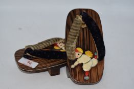 A pair of vintage children's traditional Japanese Geta sandals.