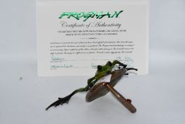 A hand painted cast bronze frog study,Tim Cotterhill 'Frogman' with cert, ltd no 481/ 2500.