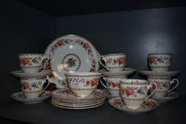 A Royal Grafton 'Malvern' partial tea service having floral transfer pattern, incuded are cups and