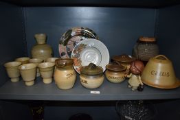 A selection of vintage studio pottery items, bowls, storage jars, goblets etc, including Tregaron