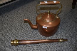 A copper kettle and a fire nozzle, J.Morris fire engineers, Manchester.