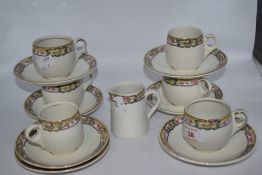 A group of LNER interest, Alfred Meakin hotel ware, comprising six cups, seven saucers and milk jug,