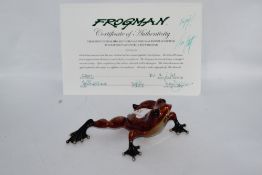 A cast bronze Tim Cotterill 'Frogman' Frog study, having hand applied painted decoration, with cert,