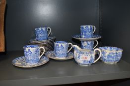 A quantity of Copelands china of fluted design, having blue and white transfer decoration of