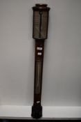 A 19th Century stick barometer, dial named for J Blatt, Brighton (as found)