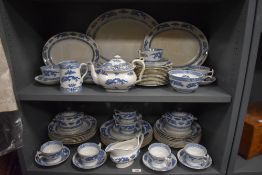 A large collection of Booths china, having oriental transfer pattern in blue on white ground,