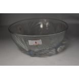 A 1930s Jobling Opalique glass bowl, having swallow design and baring moulded marks to underside.