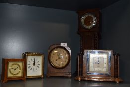 A collection of vintage clocks, including Art Deco Smiths Sectric and a miniature Grandfather