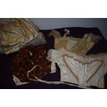 A collection of Victorian bodices, a silk skirt and a train or robe with silk ground and sheer