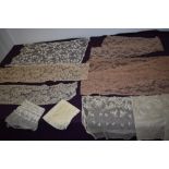 A selection of lace, including generous sized pieces of deep lace in pink, and Soutache braid on