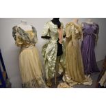 A collection of Victorian and Edwardian dresses, for study or repair, some beautiful cuts and styles