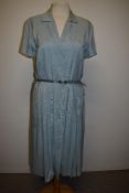 A collectable vintage 1960s French powder blue slub linen Lanvin day dress, having belted waist