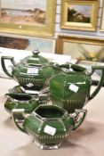 A late Victorian Martin Bros ceramic five piece batchelors tea set