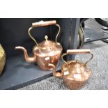 Two antique copper stove kettles