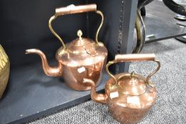 Two antique copper stove kettles