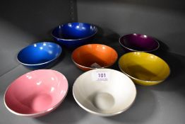 A set of Mid Century Emalox Norway enamel harlequin bowls.