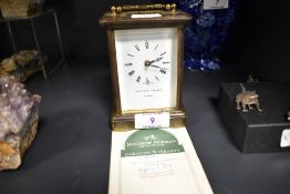 A 20th century Matthew Norman brass cased carriage clock, visible platform escapement eleven