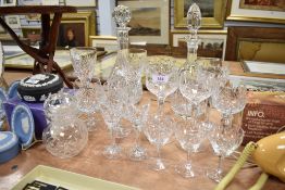 A selection of clear cut crystal glass wares including Stuart.