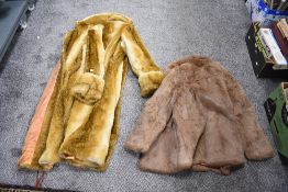 Two vintage ladies fur coats including French Rabbit and Astraka.