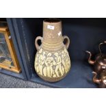 A mid century West German twin handled floor vase 225-46 depicting a market scene