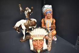 A Royal Doulton figure the Chief HN2892 with character jug and a Chuck Ren Deliverance figure