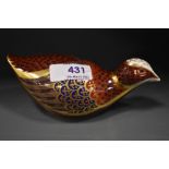 A Royal Crown Derby Gold stopper figure study of a Coot bird.