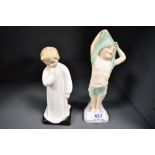 Two fine Royal Doulton figure studies including To Bed HN1805 and Darling HN1985
