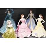 Four Coalport figurine studies including Thinking Of You, Birthday Wishes, Forever Yours, Gentle
