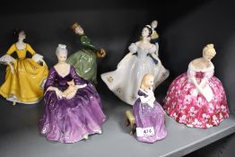 Seven Royal Doulton female figure studies including Stephanie HN2807, Grace HN2318, Adrienne, Kate