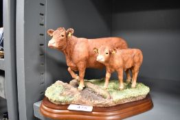 A Border Fine Arts figure study of a Limousin Cow and Calf A8952